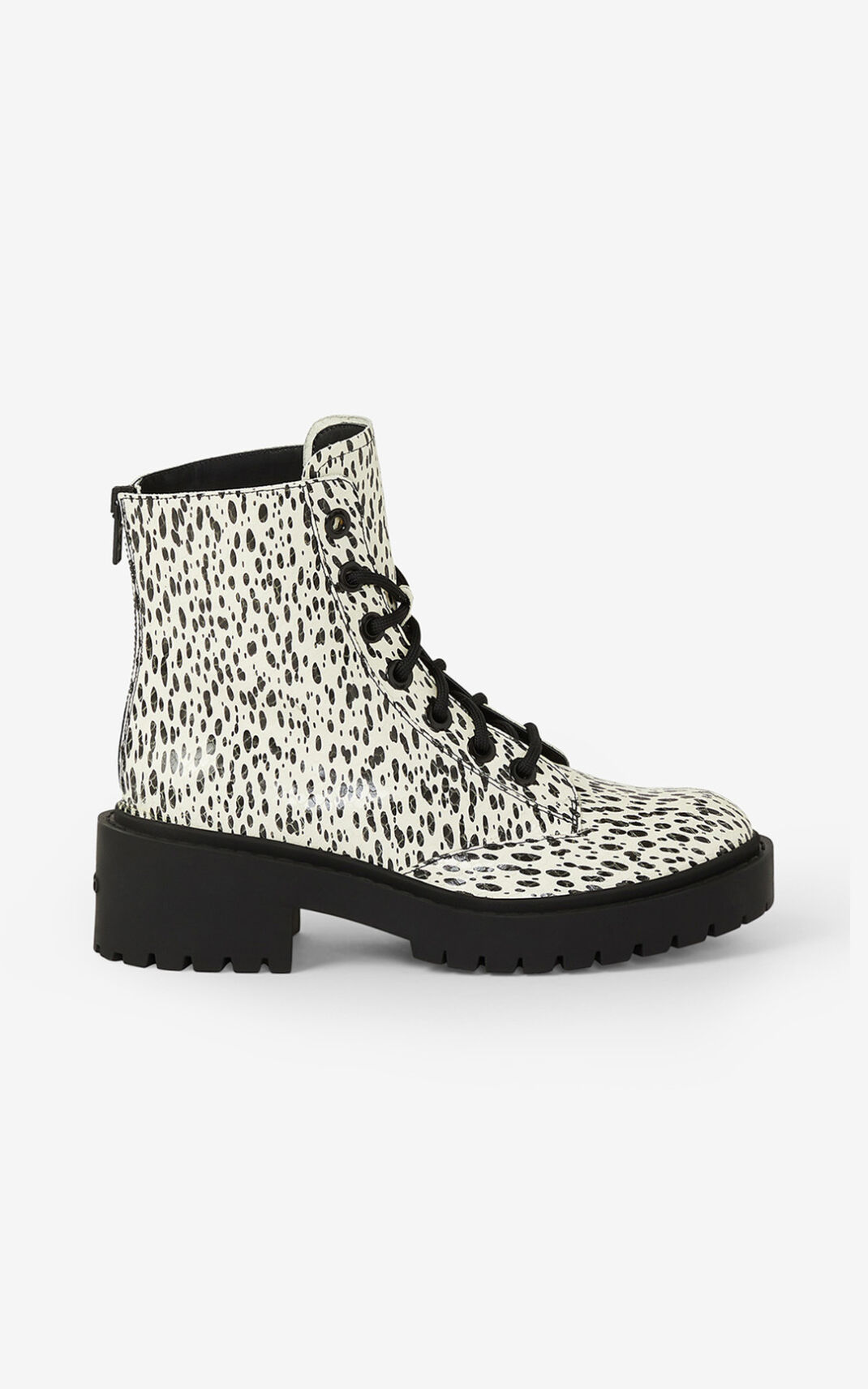 Kenzo Lace up Pike Leopard Cuero ankle Botas Mujer Blancas | 3176894-NB